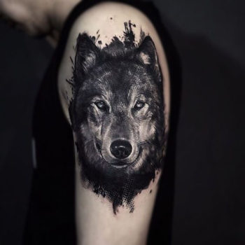 Фото тату волк на плече