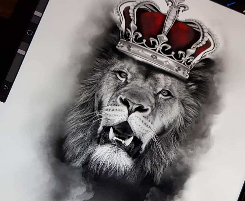 Компьютерный эскиз Льва с короной