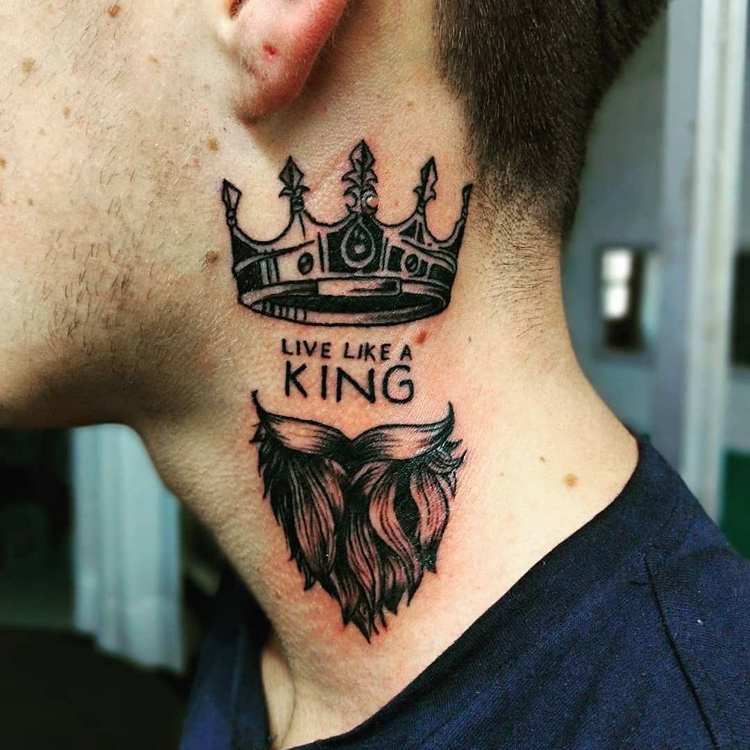 Тату на шею для мужчин корона